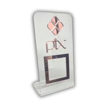 Placa Pix Para Pagamento QR Code Cristal - Kit 2 UNID COR:Cristal com Rosa