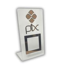 Placa Pix Para Pagamento QR Code Cristal - Kit 3 UNID COR:Cristal com Bronze Placa Pix Para Pagamento QR Code Cristal - Kit 3 UNID COR:Cristal com Bronze