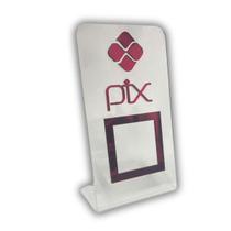 Placa Pix Para Pagamento QR Code Cristal - Kit 3 UNID COR:Cristal com Rosa
