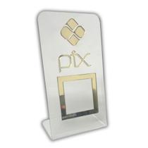 Placa Pix Para Pagamento QR Code Cristal - Kit 5 UNID COR:Cristal com Dourado Placa Pix Para Pagamento QR Code Cristal - Kit 5 UNID COR:Cristal com Dourado