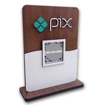 Placa Pix Para Pagamento QR Code , Display Mdf Madeira - Picotar