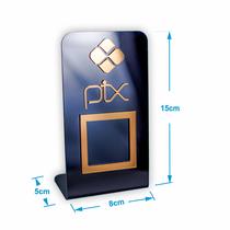 Placa Pix Para Pagamento QR Code Em Acrílico Preta COR: Preto com Bronze