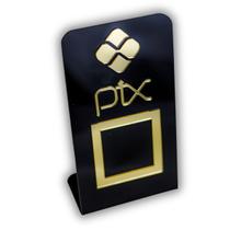 Placa Pix Para Pagamento QR Code Preta - Kit 2 UNID COR: Preto com Bronze