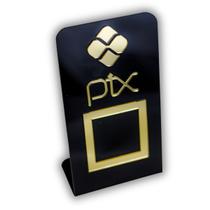 Placa Pix Para Pagamento QR Code Preta - Kit 4 UNID COR: Preto com Dourado Placa Pix Para Pagamento QR Code Preta - Kit 4 UNID COR: Preto com Dourado