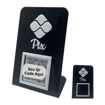 Placa Pix Qr Code De Pagamento Acrílico Preto e Branco Display