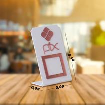 Placa Pix QR Code Em Acrílico Branco - Kit 2 Unidades COR:Branco com Rosa