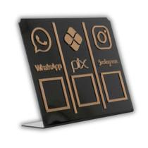 Placa Pix,Whats e Insta Para Pagamento QR Code Cor: Preto com Bronze