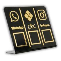 Placa Pix,Whats e Insta Para Pagamento QR Code Cor: Preto com Dourado Placa Pix,Whats e Insta Para Pagamento QR Code Cor: Preto com Dourado