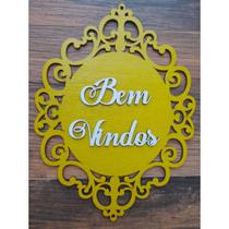 Placa Plaquinha Quadro Bem Vindos Parede Decoração Moderna Madeira MDF
