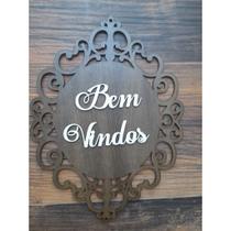 Placa Plaquinha Quadro Bem Vindos Parede Decoração Moderna Madeira MDF