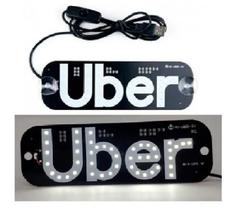 Placa Plaquinha Uber Carro Led Letreiro Motorista Aplicativo