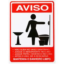 Placa Plastica Sinalizacao Mantenha Banheiro Limpo Feminino