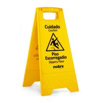 Placa plastica sinalizadora "Piso Escorregadio" Nobre