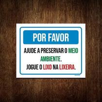 Placa Por Favor Ajude Preservar Meio Ambiente 27X35