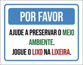 Placa Por Favor Ajude Preservar Meio Ambiente 27X35