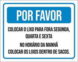 Placa Por Favor Colocar Lixo Para Fora 27X35