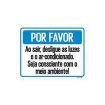 Placa Por Favor Desligue As Luzes Meio Ambiente 27X35