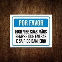 Placa Por Favor Higienize Suas Mãos Banheiro 18X23