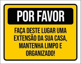 Placa Por Favor Mantenha Limpo E Organizado 27X35