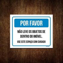 Placa Por Favor Não Leve Objetos Dentro Imóvel 18X23 Placa Por Favor Não Leve Objetos Dentro Imóvel 18X23