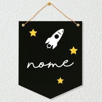 Placa Porta Maternidade personalizada foguete estrelas