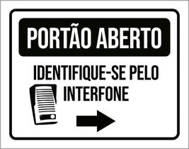 Placa Portão Averto Identifique-Se Pelo Interfone 18X23