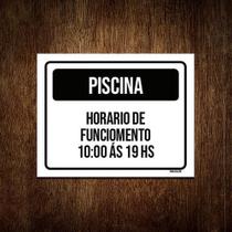Placa Preta Piscina Horario Funcionamento 10 Às 19 18X23