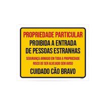 Placa Proibida Entrada Risco Alvejado Cão Bravo 27X35