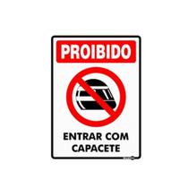Placa Proibido Entrar com Capacete 15 x 20 Cm PS618 Encartale Placa Proibido Entrar com Capacete 15 x 20 Cm PS618 Encartale