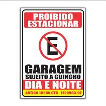Placa Proibido Estacionar 18x25cm PVC Rígido Resistente para Sinalização Externa Durável