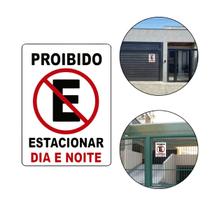 Placa Proibido Estacionar Dia Noite Chapa PS Carro Comercial