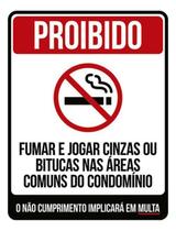 Placa Proibido Fumar Cinzas Bitucas Áreas Condomínio 27X35