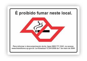 Placa Proibido Fumar Estado De São Paulo 25Cm X 17Cm Em Pvc - Micro Oficina