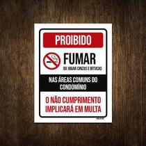 Placa Proibido Fumar Jogar Áreas Comuns Condomínio 36X46