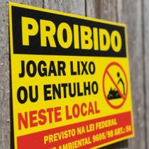 Placa Proibido Jogar Lixo Ou Entulho 30x40cm 1mm