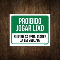 Placa Proibido Jogar Lixo Sujeito Penalidades Da Lei 36x46