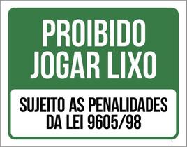 Placa Proibido Jogar Lixo Sujeito Penalidades Da Lei 36X46