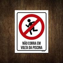 Placa Proibido Não Corra Em Volta Da Piscina 36X46