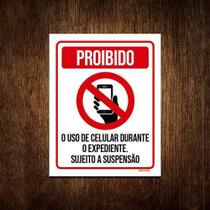 Placa Proibido Uso Celular Durante Expediente 18X23 Placa Proibido Uso Celular Durante Expediente 18X23