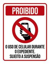 Placa Proibido Uso Celular Durante Expediente 27X35