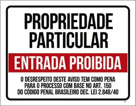 Placa Propriedade Particular Entrada Proibida (27X35)