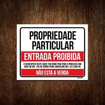 Placa Propriedade Particular Não Está A Venda 18X23