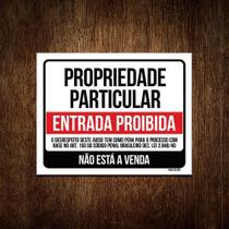 Placa Propriedade Particular Não Está A Venda Preto 36X46