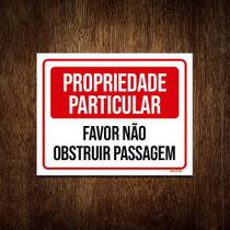 Placa Propriedade Particular Não Obstruir Passagem 36X46