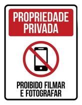 Placa Propriedade Privada Proibido Filmar Fotografar 18X23