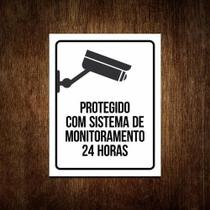 Placa Protegido Com Sistema De Monitoramento 24 Horas 36X46 Placa Protegido Com Sistema De Monitoramento 24 Horas 36X46