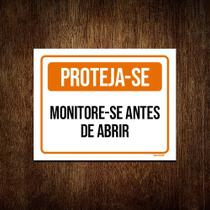 Placa Proteja-se Monitore-se Antes De Abrir 18x23