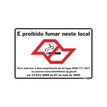 Placa PS 0,80mm 20x30cm PS611SP é Proibido Fumar Mapa e Lei SP