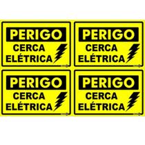 Placa PS-168 Perigo Cerca Elétrica Kit Com 4 0,80mm 10x15