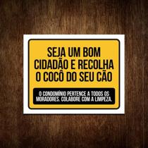 Placa Ps 18X23 Cm Recolha Fezes Cão Condomínios Cachorro Coc Placa Ps 18X23 Cm Recolha Fezes Cão Condomínios Cachorro Coc